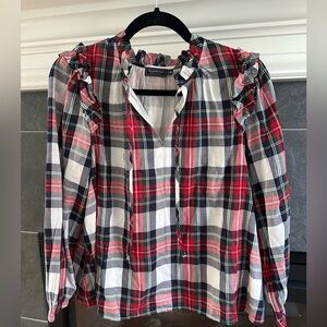 Vineyard Vines Women's Blouson Sleeve Plaid Top